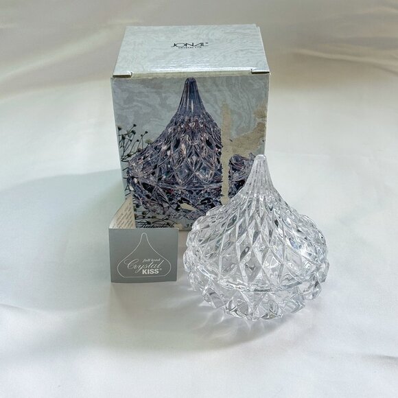 Hershey's Kiss 1987 Lead Crystal Two-Piece Dish by Jonal with Box - Picture 1 of 10